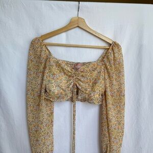 Show Me Your MuMu Rivington Crop Top Paisley Long Sleeve Small Pre-Owned